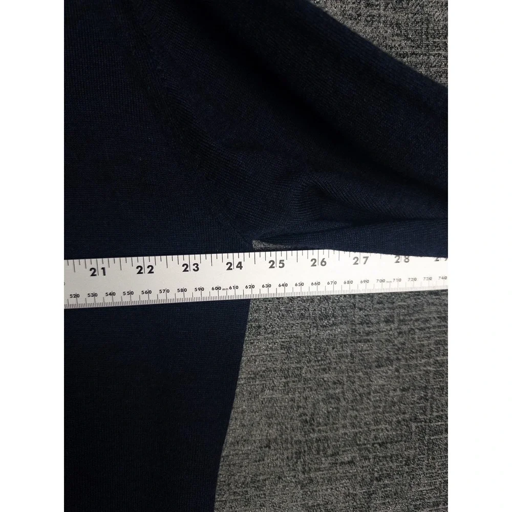 Orvis Pullover Sweater Mens XL Navy Knit‎ 100% Merino Wool Q Zip Casual
